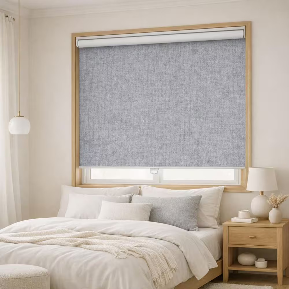 Grey Cordless Uv-Protection Polyester Blackout Roller Blinds for Windows, 21 In.