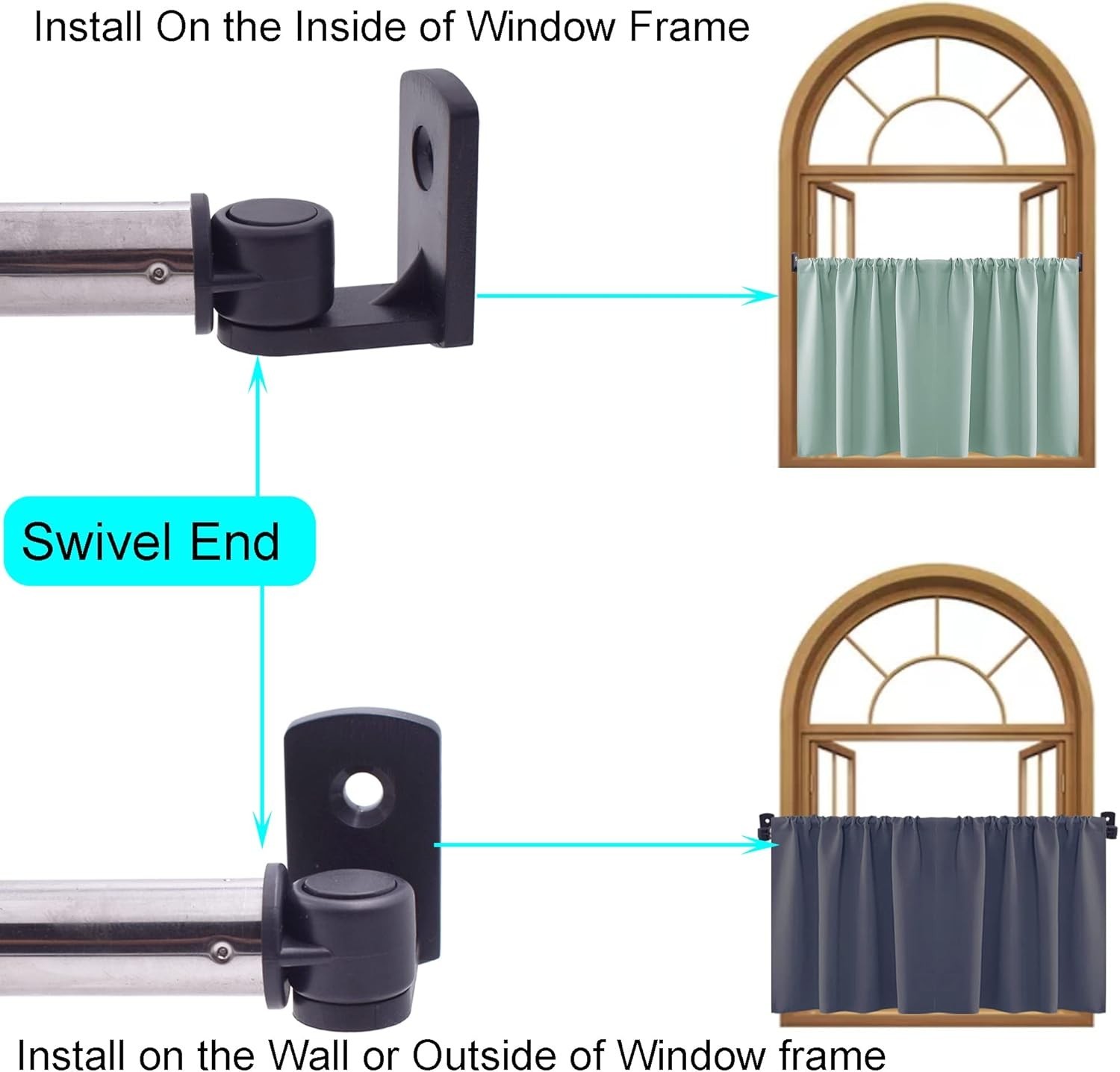 Black 16″ to 28″ Inside Window Frame Sash Rod – Modern Cafe Curtain Solution
