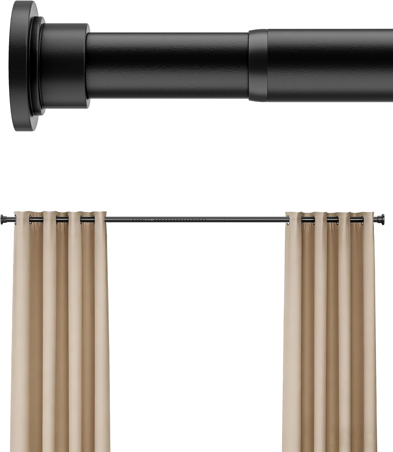 Heavy Duty Tension Curtain Rod by 42 to 123 Inches Anti-Slip Spring Loaded