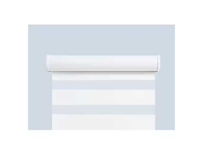 Harper Lane Pre-Cut White Cordless Light Filtering Layered Roller Shade 27″x 72″