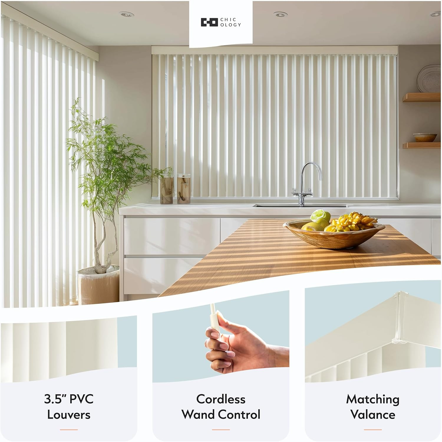 Vertical Blinds for Sliding Glass Doors & Patio Doors, Oxford Alabaster (Vinyl),