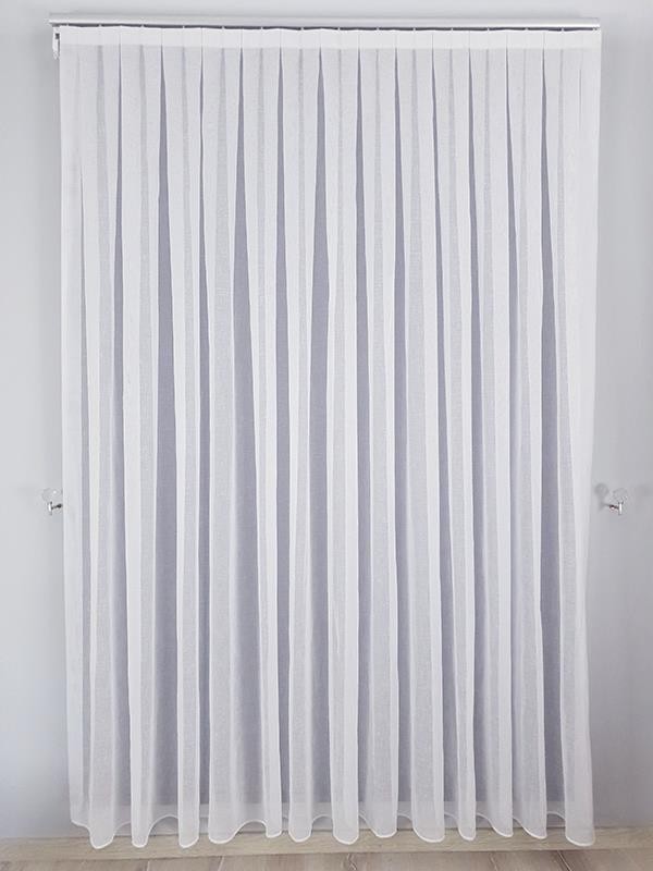 High Quality Patterned Linen Fabric Tulle Curtain, 1 by 3 pleated, White Color,