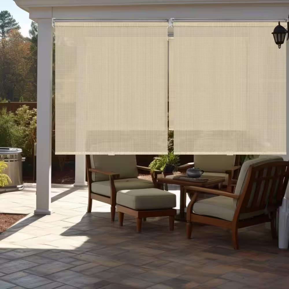Natural Cordless UV Blocking Fade Resistant Polypropylene Outdoor Roller Shade 4