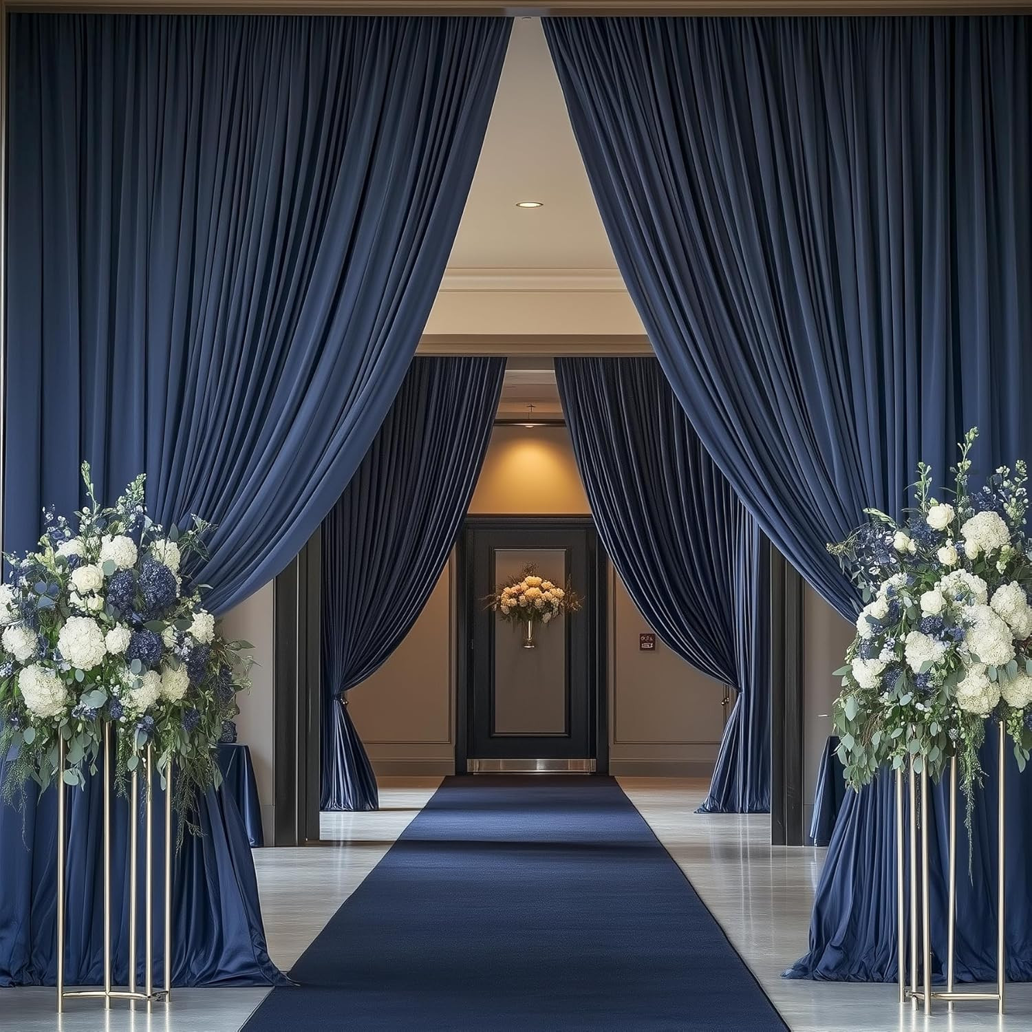 60Ft×20Ft Navy Blue Ceiling Drapes for Parties Weddings, 12 Panels 5×20Ft Long T