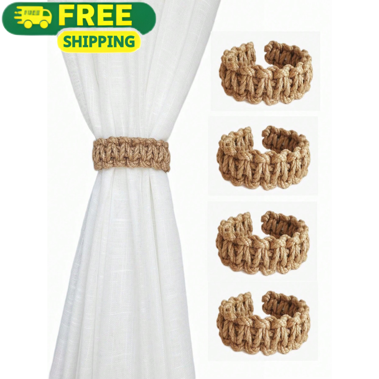 Window Curtains Tie Backs Woven Curtain Ropes Buckle Holdback Clip For Home Deco