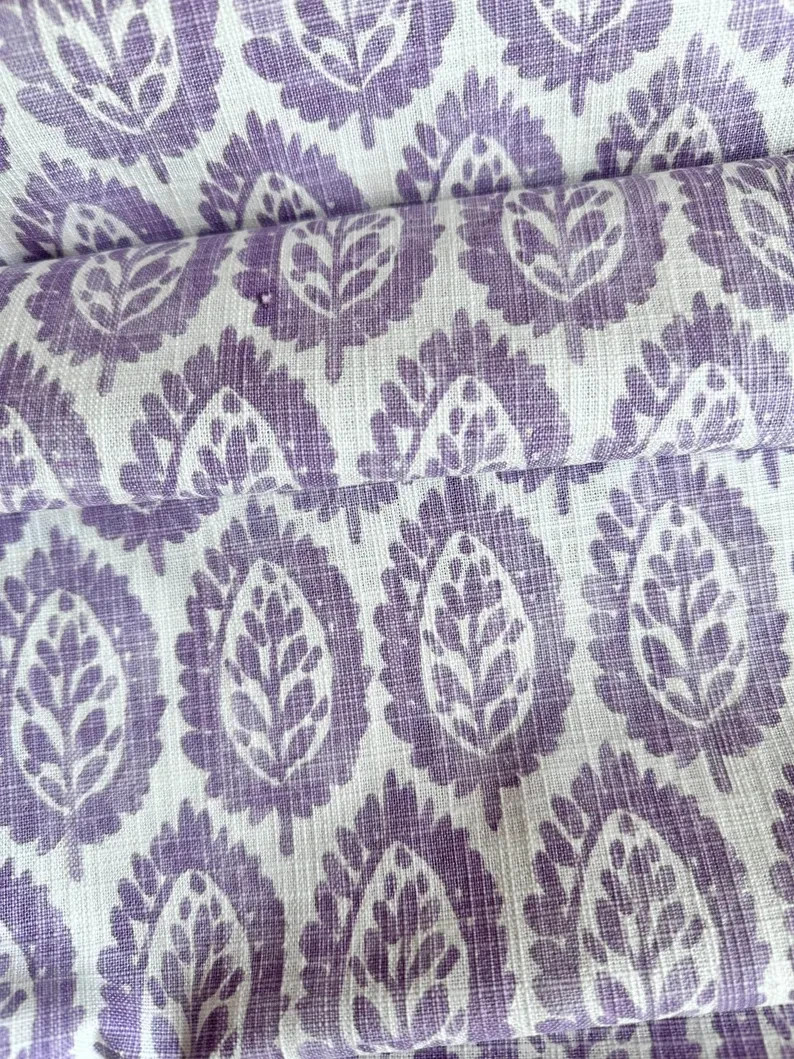 Curtains Made in USA, Orchid Lynn Floral Purple, Medium Weight Cotton Slub