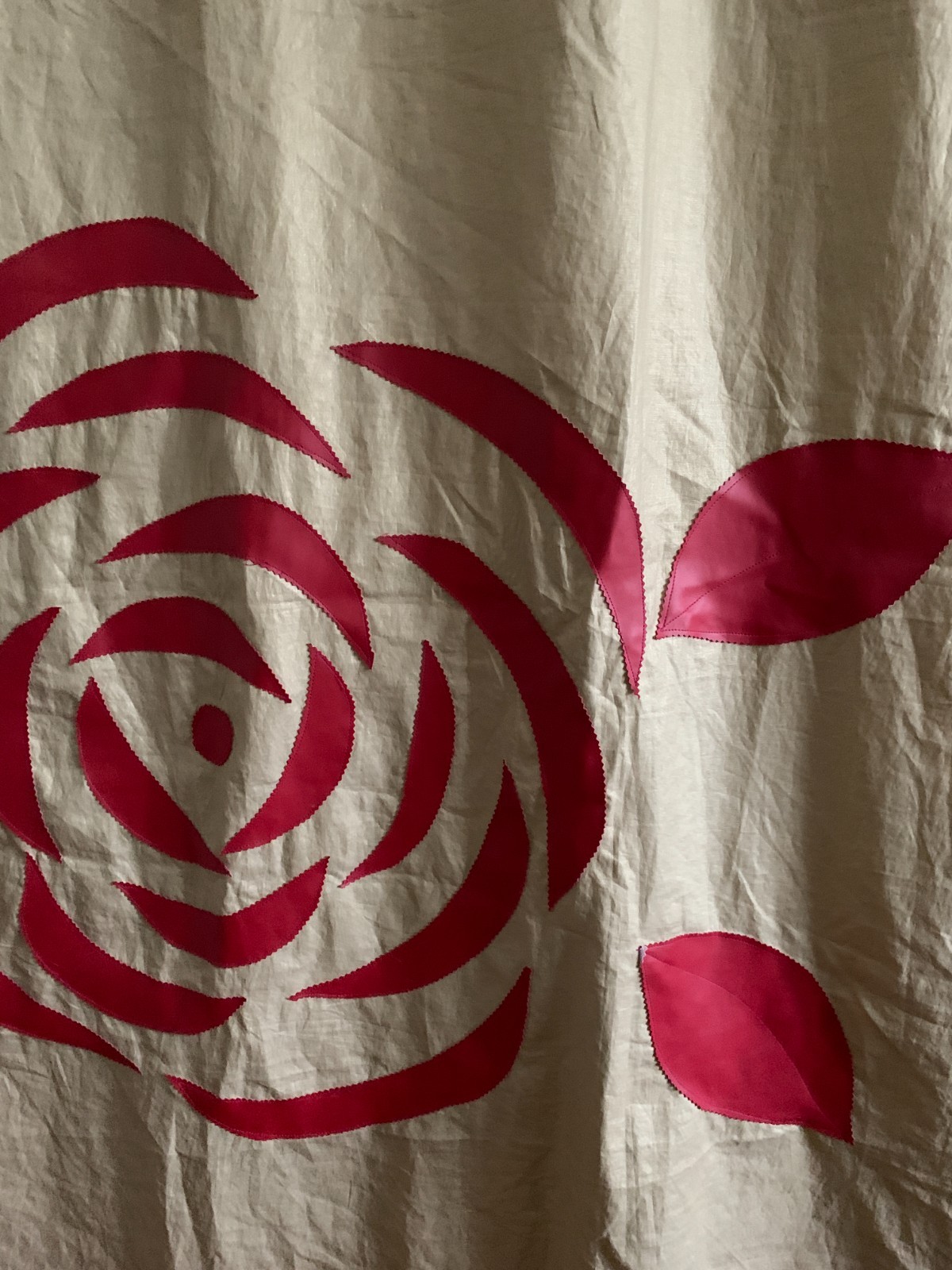 Vintage Large Flower/ Rose Pattern Appliqué Panel 46″W x 100″L