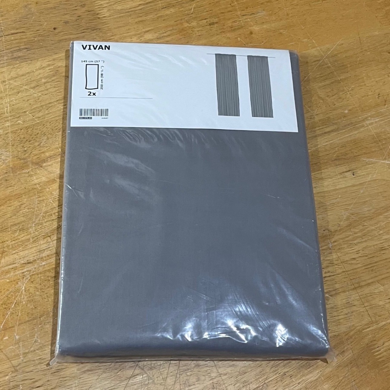IKEA VIVAN Gray Curtains 2 Panels 57×98.5 Light Filtering Minimalist 302.975.61