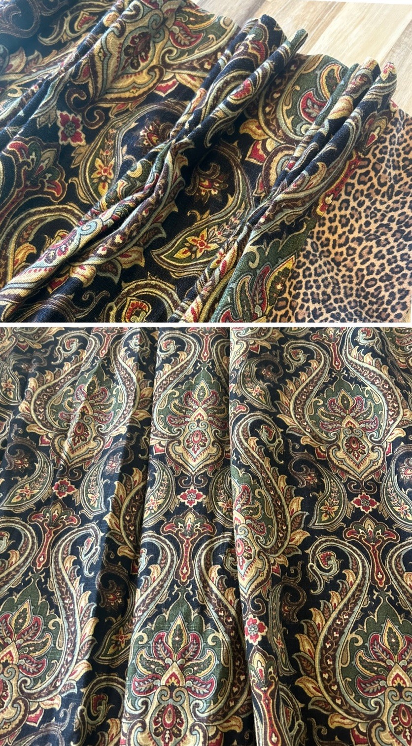 Custom Heavy DRAPES Paisley Jacquard Weighted Lined 21×88” Leopard Dark 2 Panels
