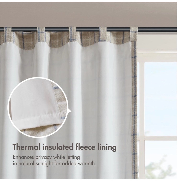 MADISON PARK CURTAIN 50″W x 95″L (Pack of 1) Rod Pocket, Linen Blue NEW