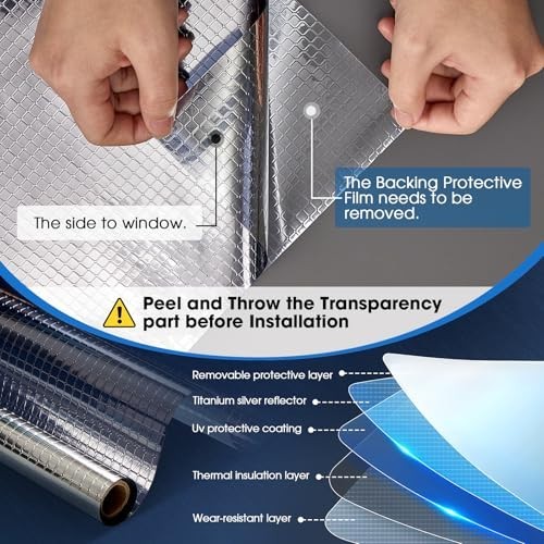 (3 Pack) One Way Privacy Window Film Blue Vinyl Static Cling 17.5 x 78.7 Inch