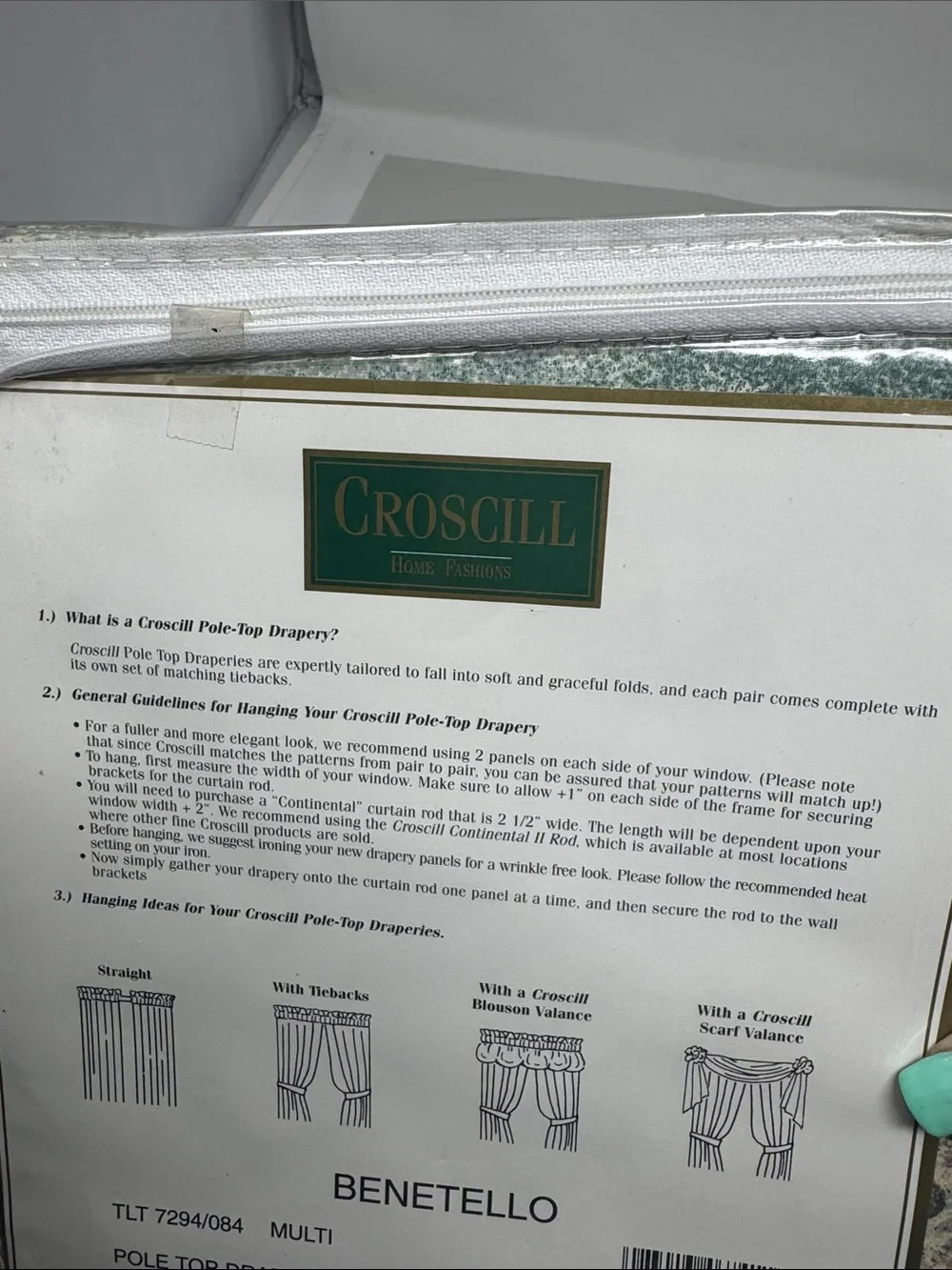 CROSCILL POLE TOP LINED DRAPERY PAIR PANELS WITH TIEBACKS 82″W X 84″L CURTAINS