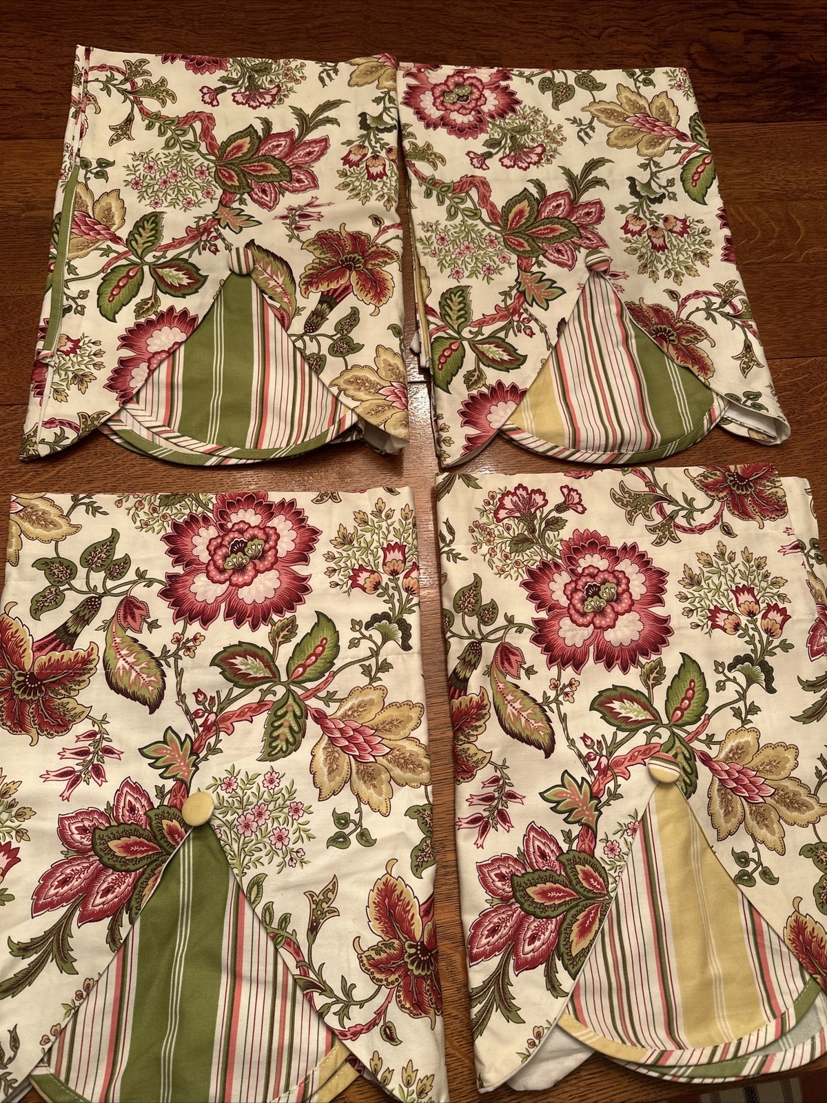 Waverly Valance Navarra Raspberry Floral Striped Tiered Rod Pocket 54”x 18.5”