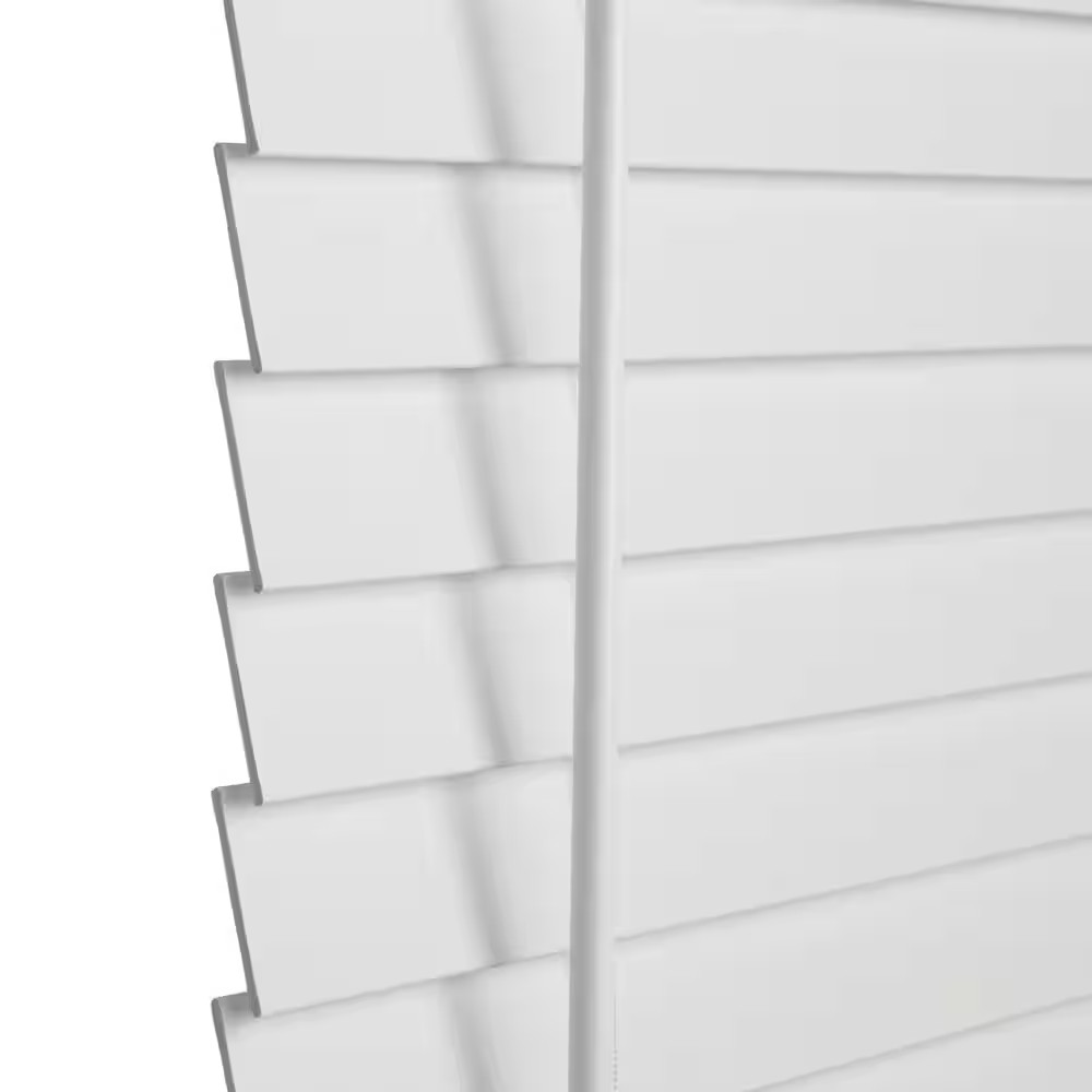 34×72 in White Cordless Faux Wood Blind Room Darkening Privacy Window Shade Wand
