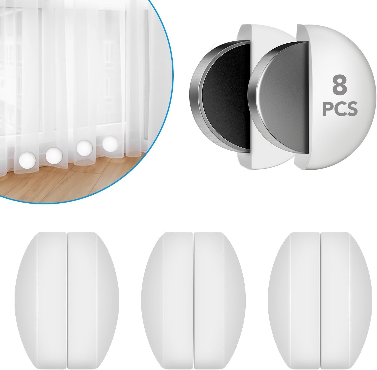 8 Pcs Shower Curtain Weights，Silicone Wrapped Heavy Duty 8 Packs