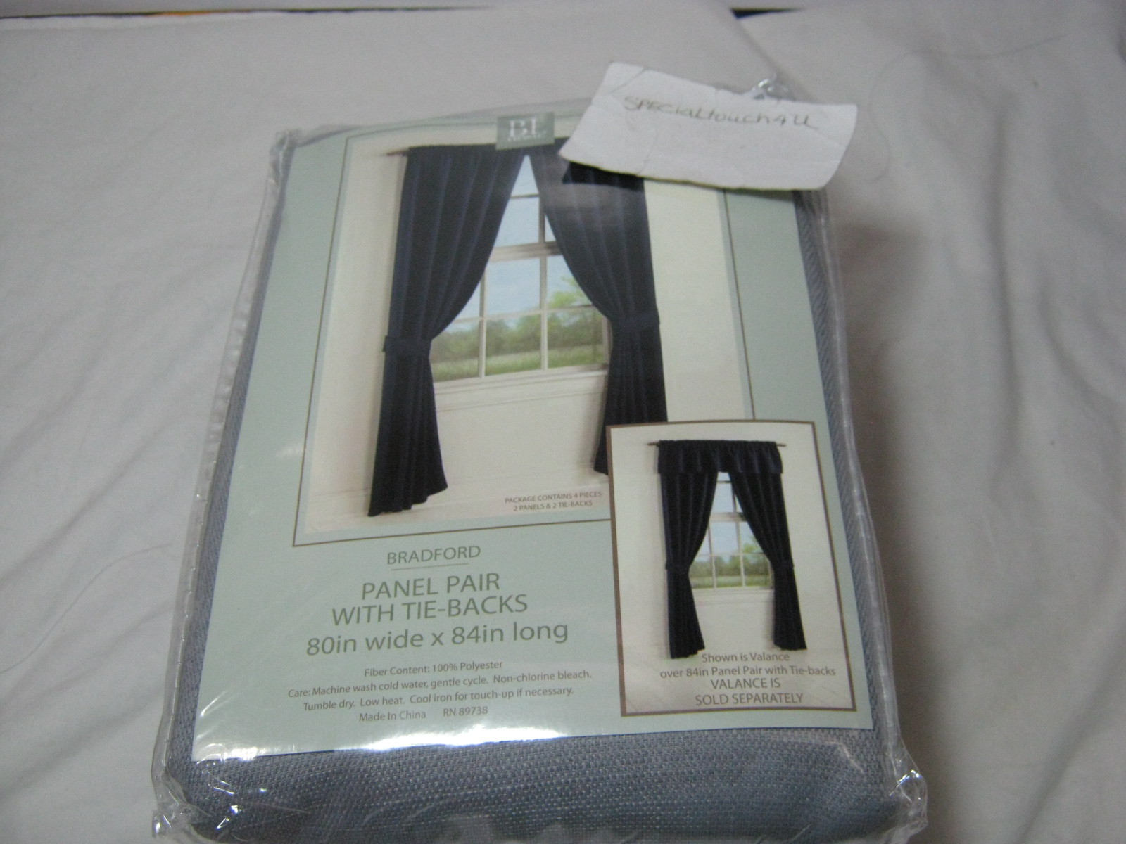 New BL Home BRADFORD Rod Pocket Window Panels With Tie-backs 80″x84″ Blue