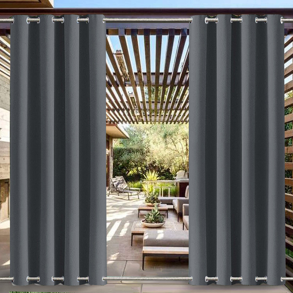 Windproof Curtains Thermal Insulated Waterproof Blackout Grommet at Top + Bottom