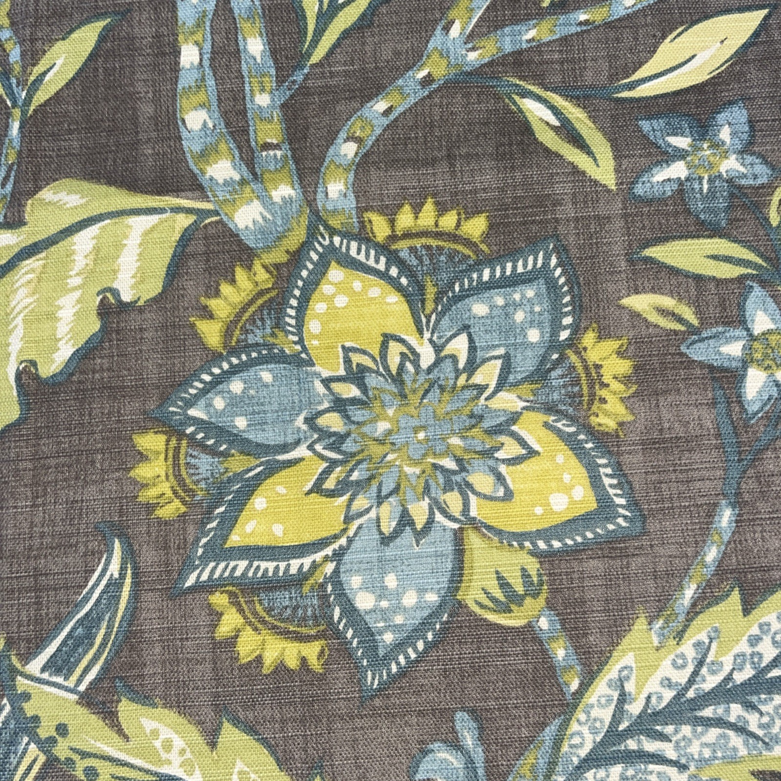 2 WORLD MARKET Jacobean Floral GREEN Blue BROWN Curtain PANELS 48×84” Lined