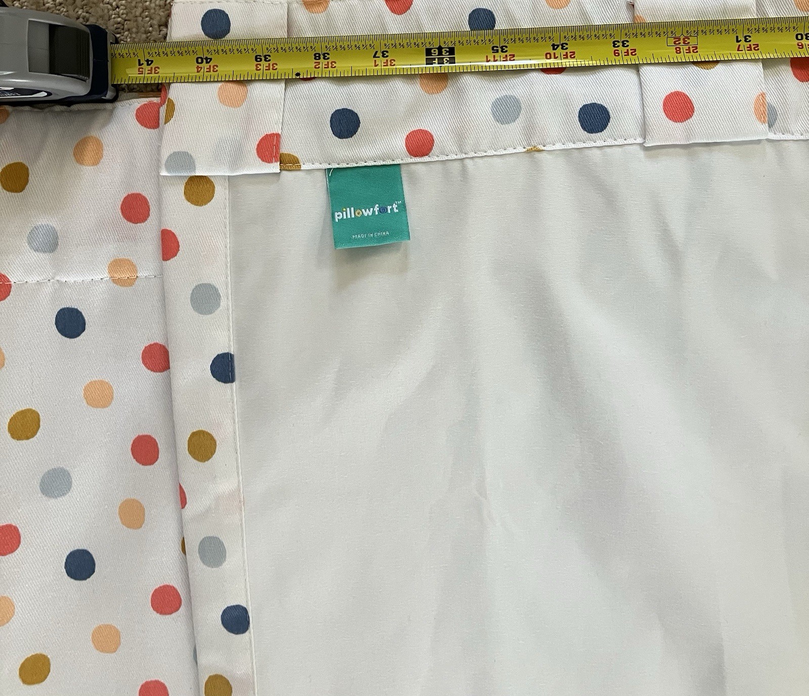 Pillowfort Lined White W/ Polka Dots Curtains 2 Panels 42×84