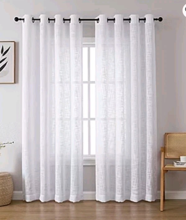 2 Panels Regal Home Ashford Grommet Top Sheer Curtain 50″ X 95″/ White