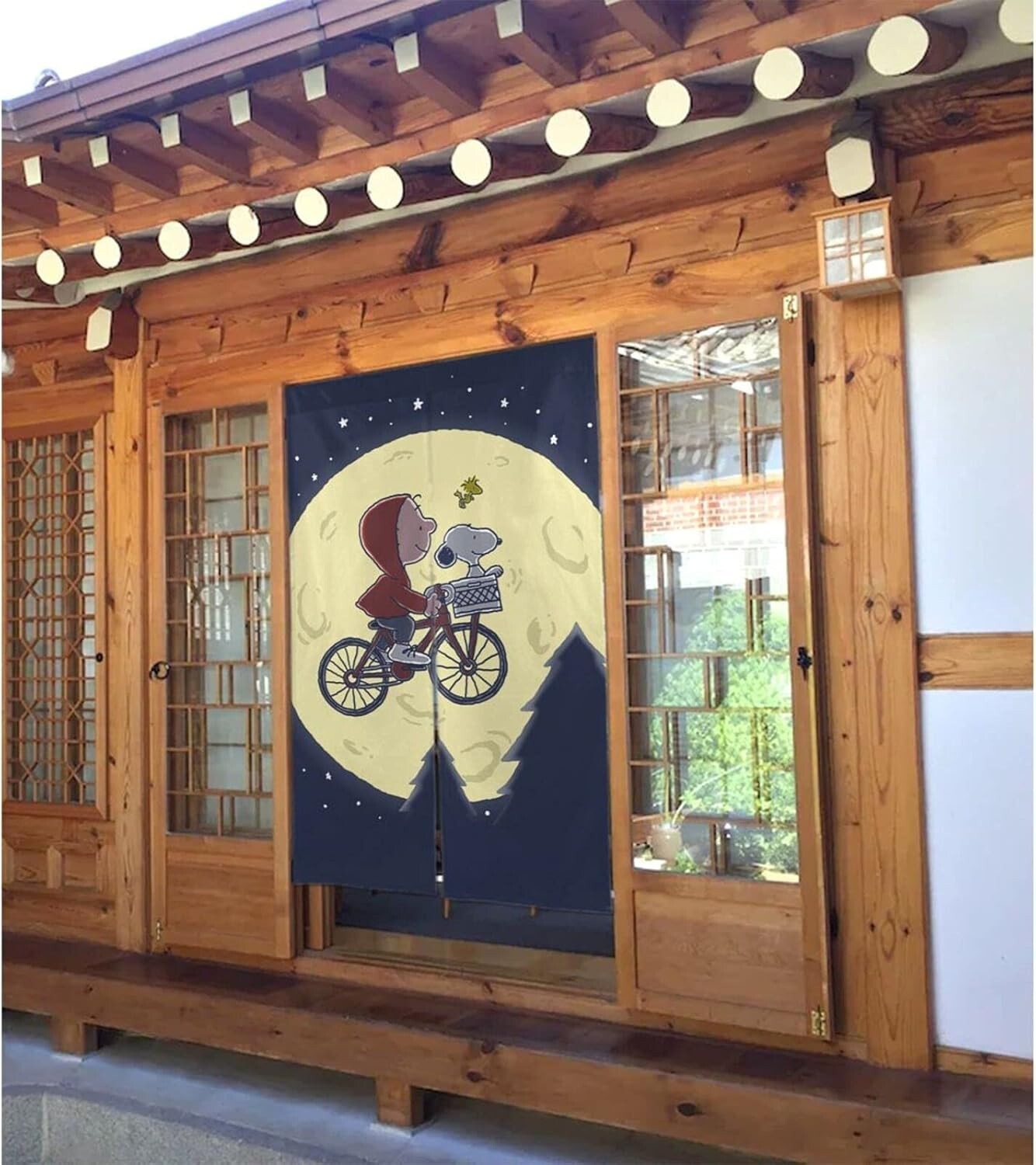 Peanuts Snoopy Noren Goodwill Curtain 86 x 143 cm Night Sky Moon Charlie Brown