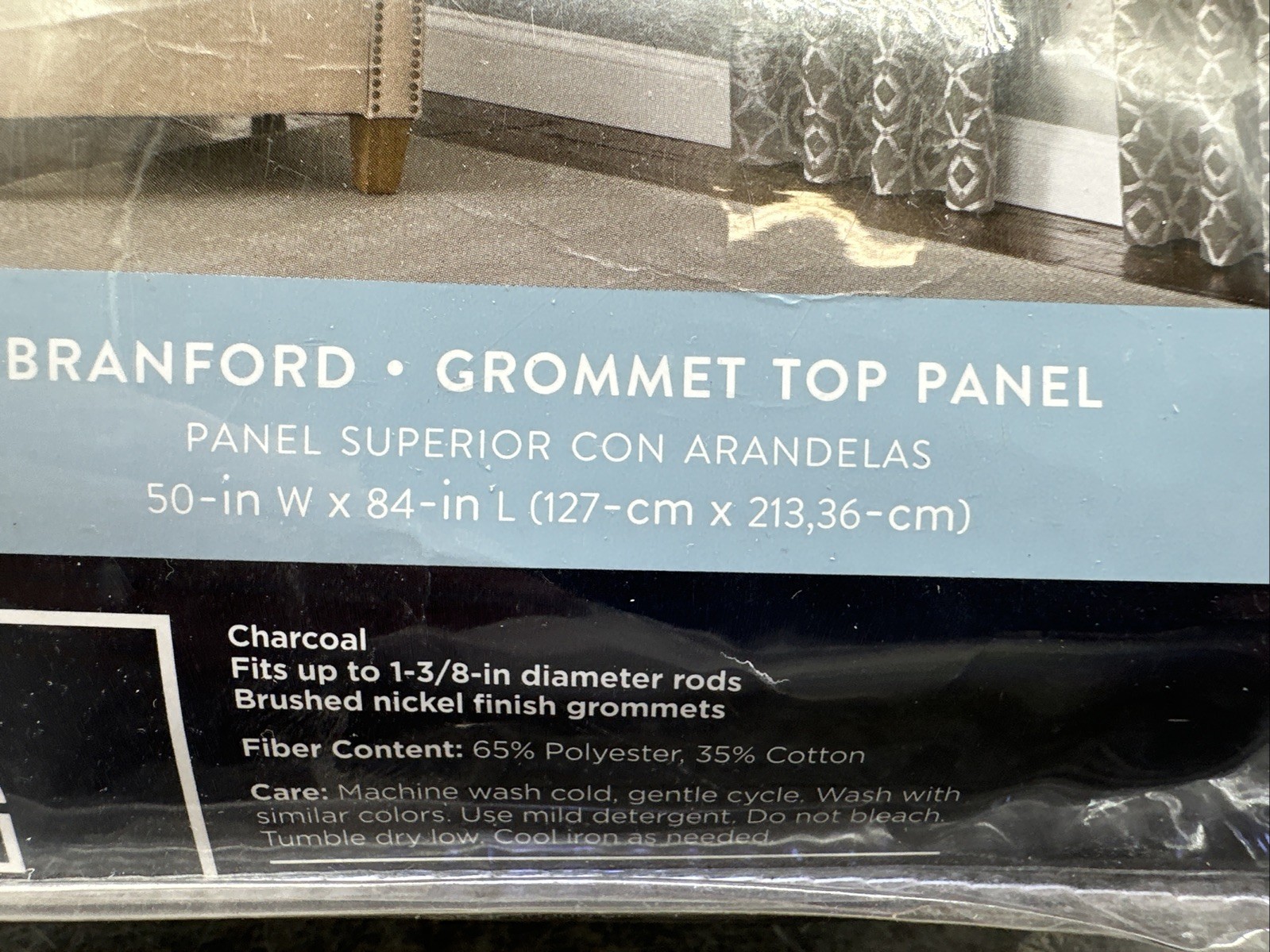 84” X 50”charcoal Light Filtering Grommet Single Curtain Panel Living Logic{E8}