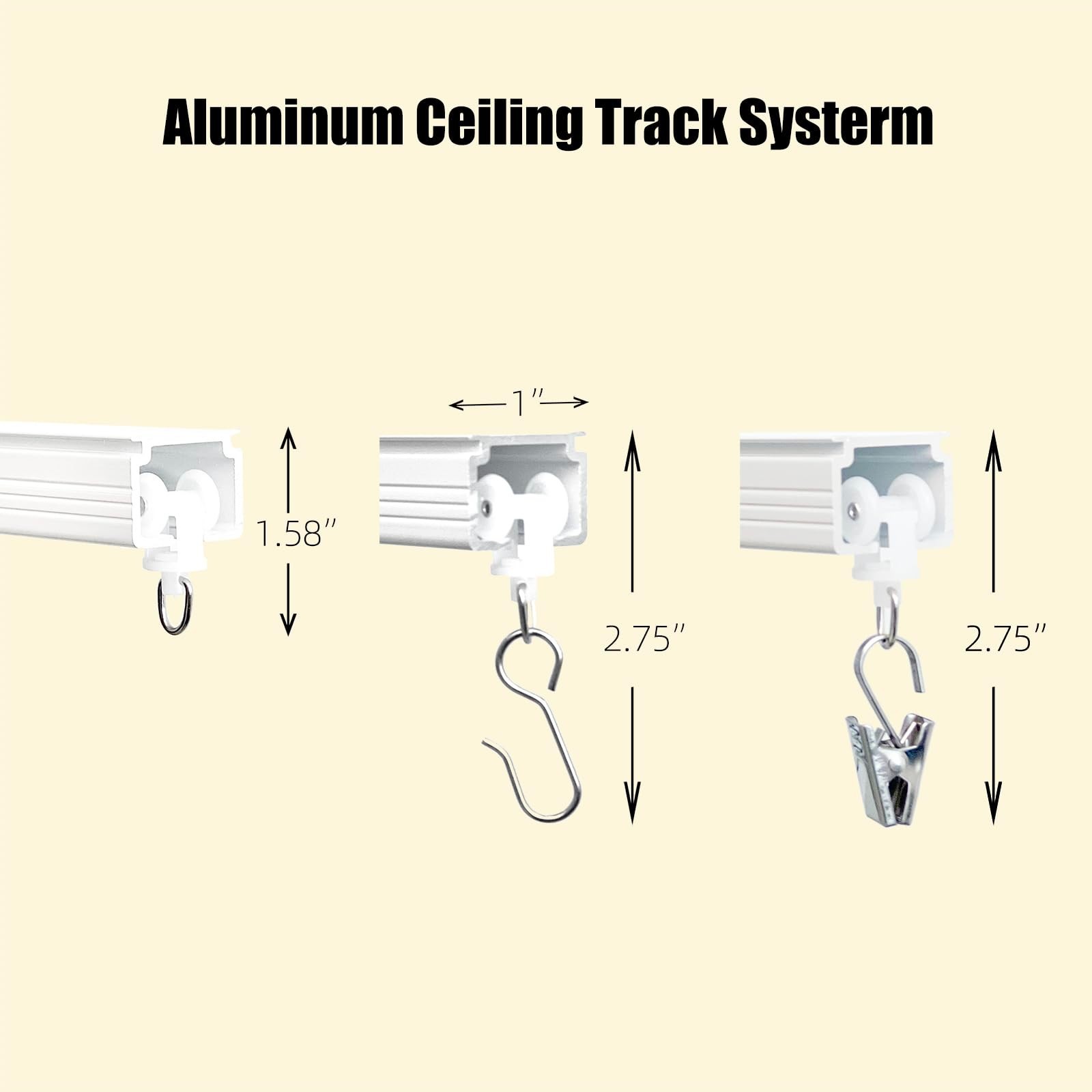 Heavy Duty Ceiling Wall Mount Curtain Track Rail System with Rollers & Hooks – R