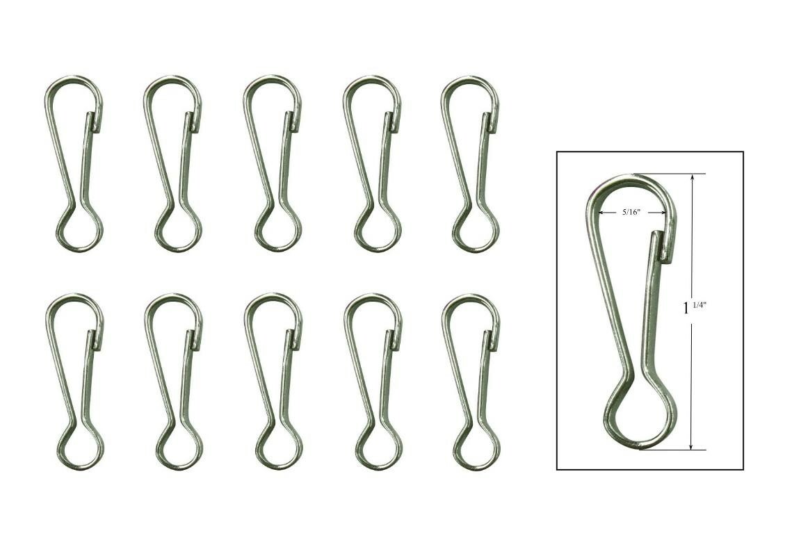 1 1/4″ Stainless Steel SNAP HOOK for Drapery Batons, Lanyards or Other (10-Pack)