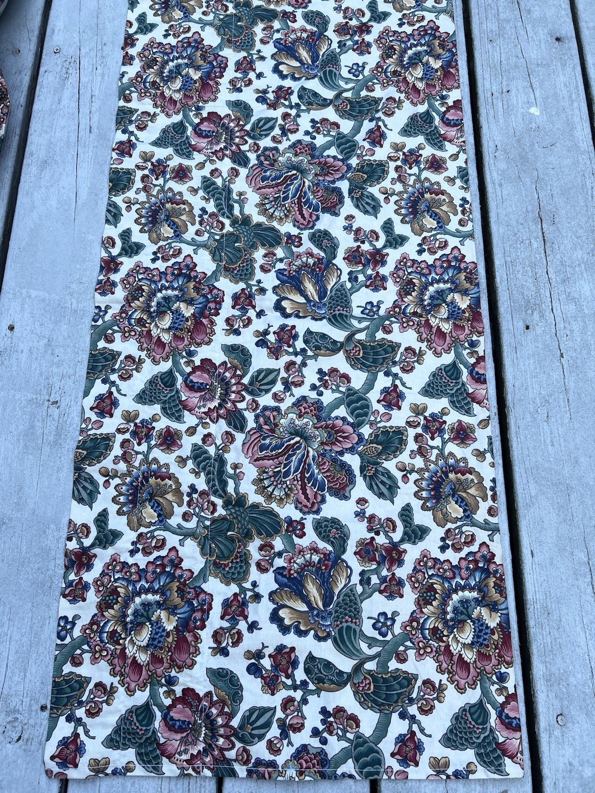 Pair/2 Valance Panels Jacobean Floral “Stanton English Garden” Balloon Valances