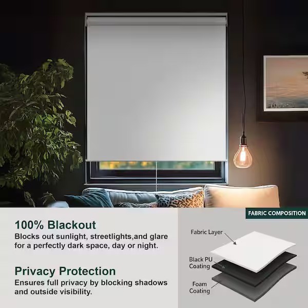 CHICOLOGY 34″x72″ Blackout Roller Shade Cordless Window Blind White Room Privacy