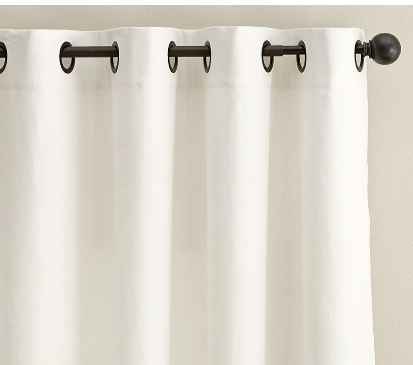 Pottery Barn Emery Linen Ivory Curtain Panel w Antique Bronze Grommets 50 x 84