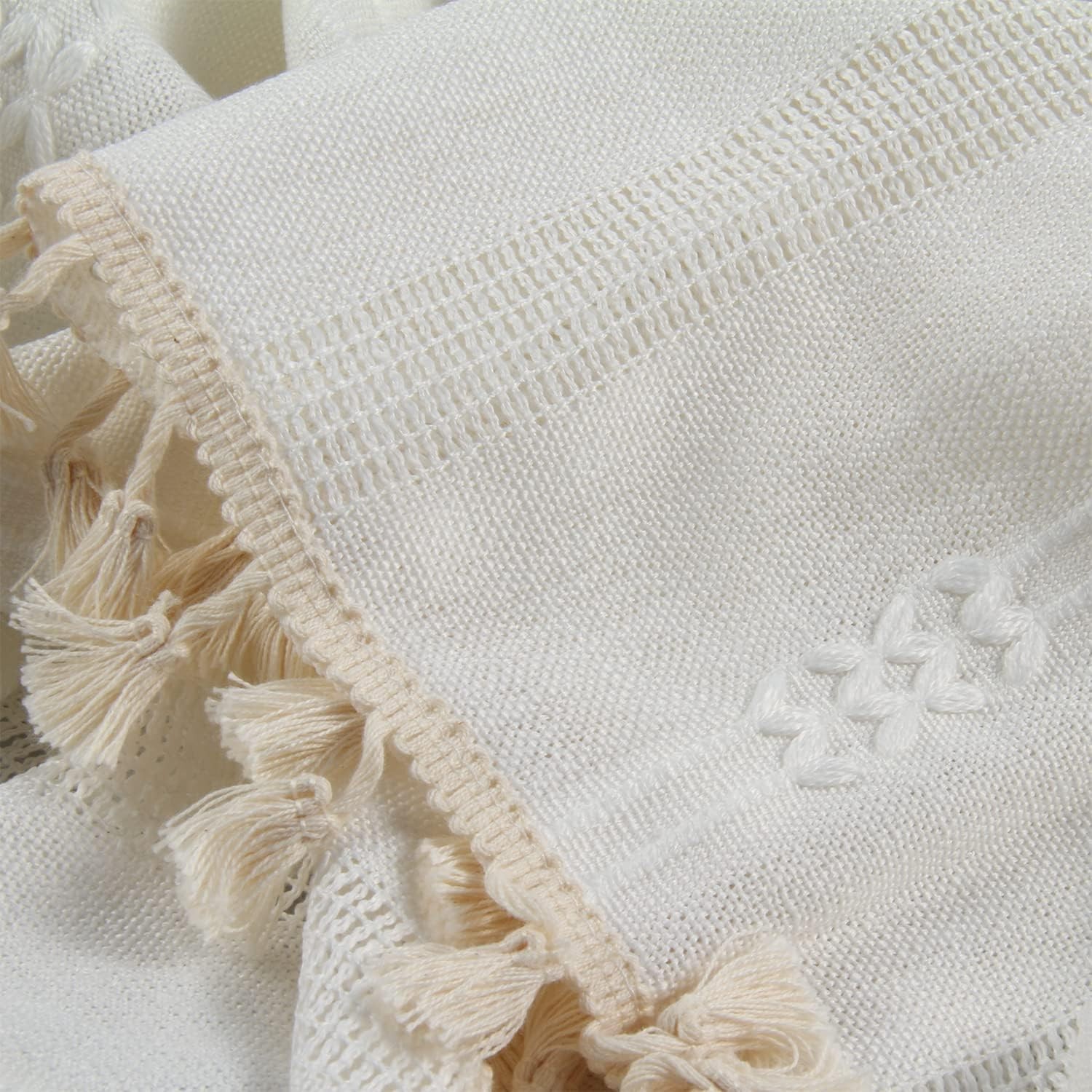 Bohemian-style embroidered linen curtains, 96 inches long, 2 panels,