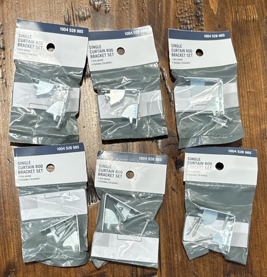 Lot Of 6-Home Depot Single Curtain Rod Brackets Hardware 1004528985