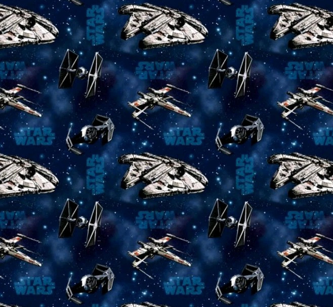 LINED WINDOW VALANCE CURTAIN 42 X 15 STAR WARS FALCON SHIPS