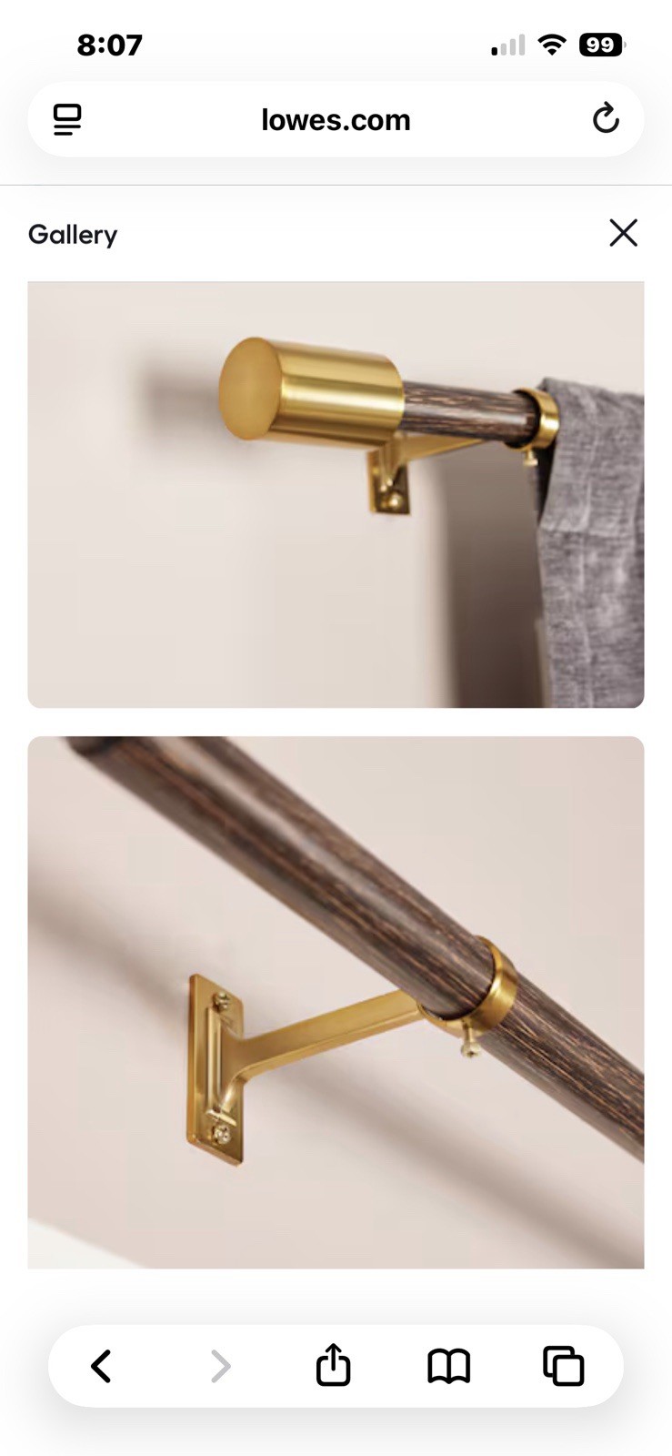 Origin 21 Adjustable Drapery Rod Set 36in-72in Gold And Wood grain Curtain Rod.