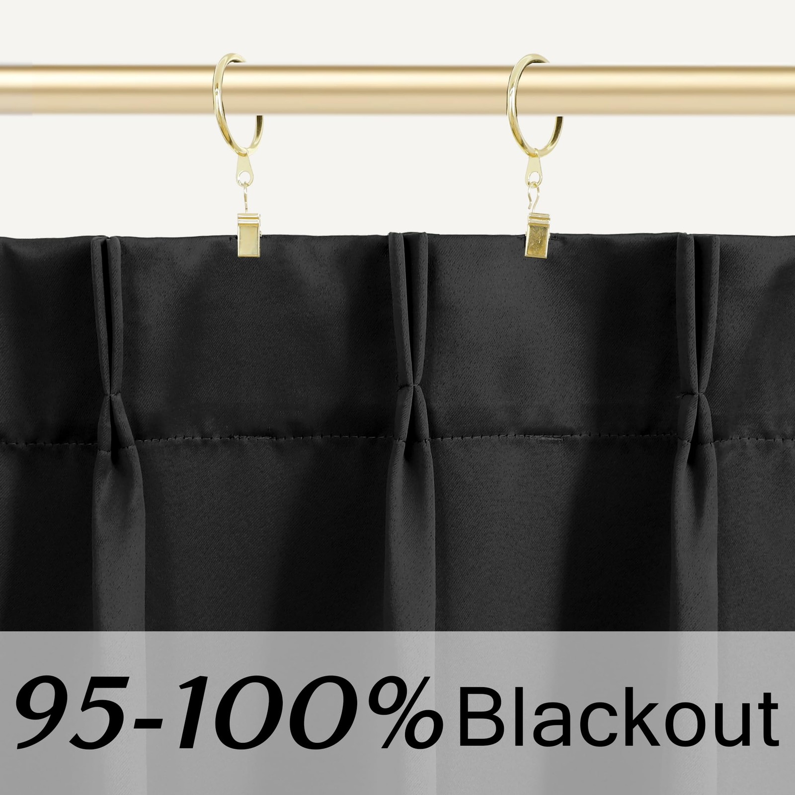 Small Window Curtains Single Panel, Pinch Pleated 36 Inch Blackout Thermal Sh