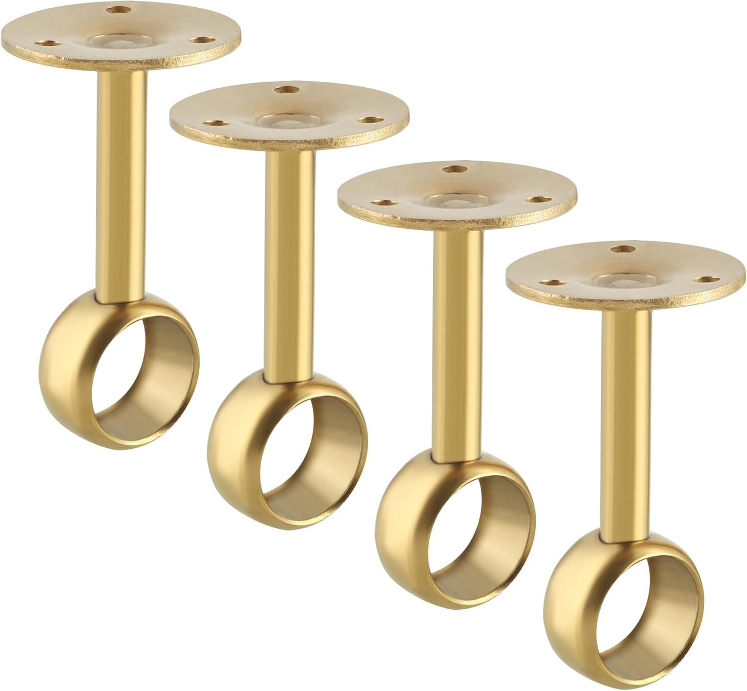 Stainless Steel Curtain Rod Holders with 3.35in Height and Gold Finish