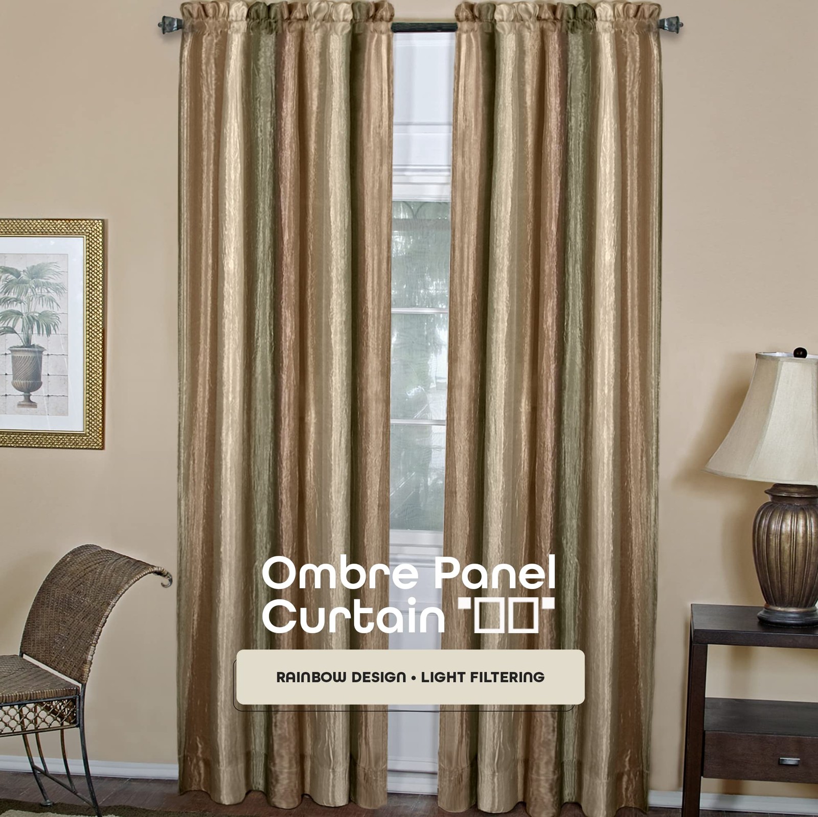 Ombre Panel Light Filtering Semi-Sheer Window Curtain – 63 Inch Length, 50 In…