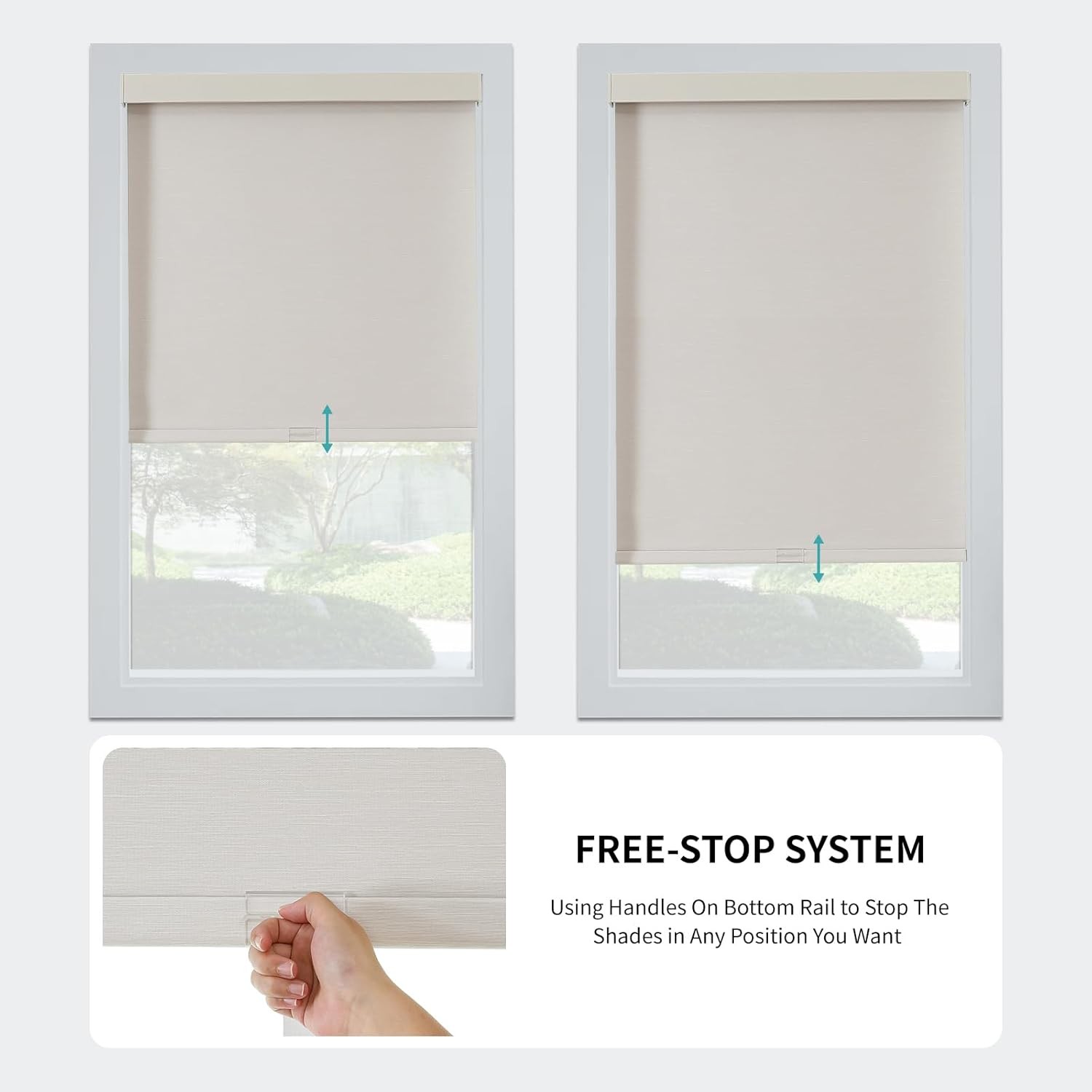 Joydeco 100% Blackout Cordless Roller Shades 33×75 Beige UV Protection Aluminum