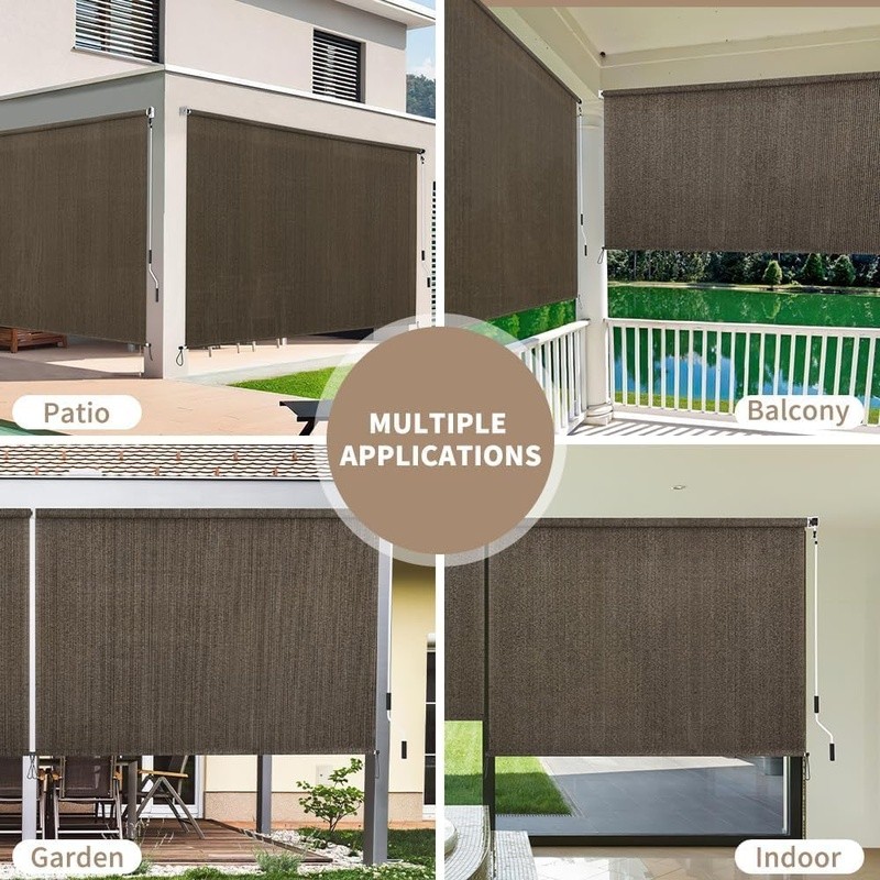 Cordless Outdoor Roller Shades UV Protection Privacy Patio Blinds 96″L x 48″W US