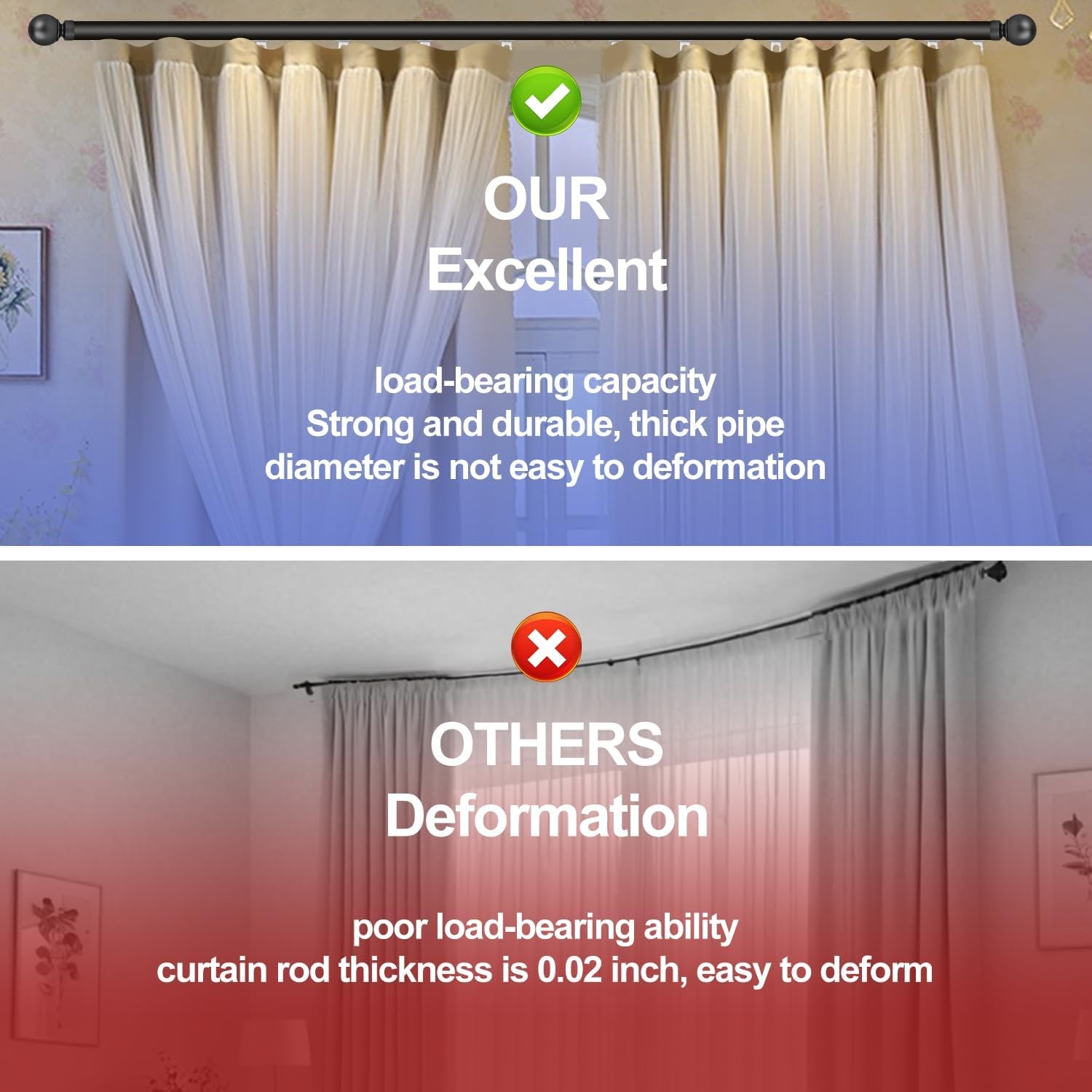 Single Curtain Track for Windows, Wall Mounted Heavy Duty Curtain Rail with