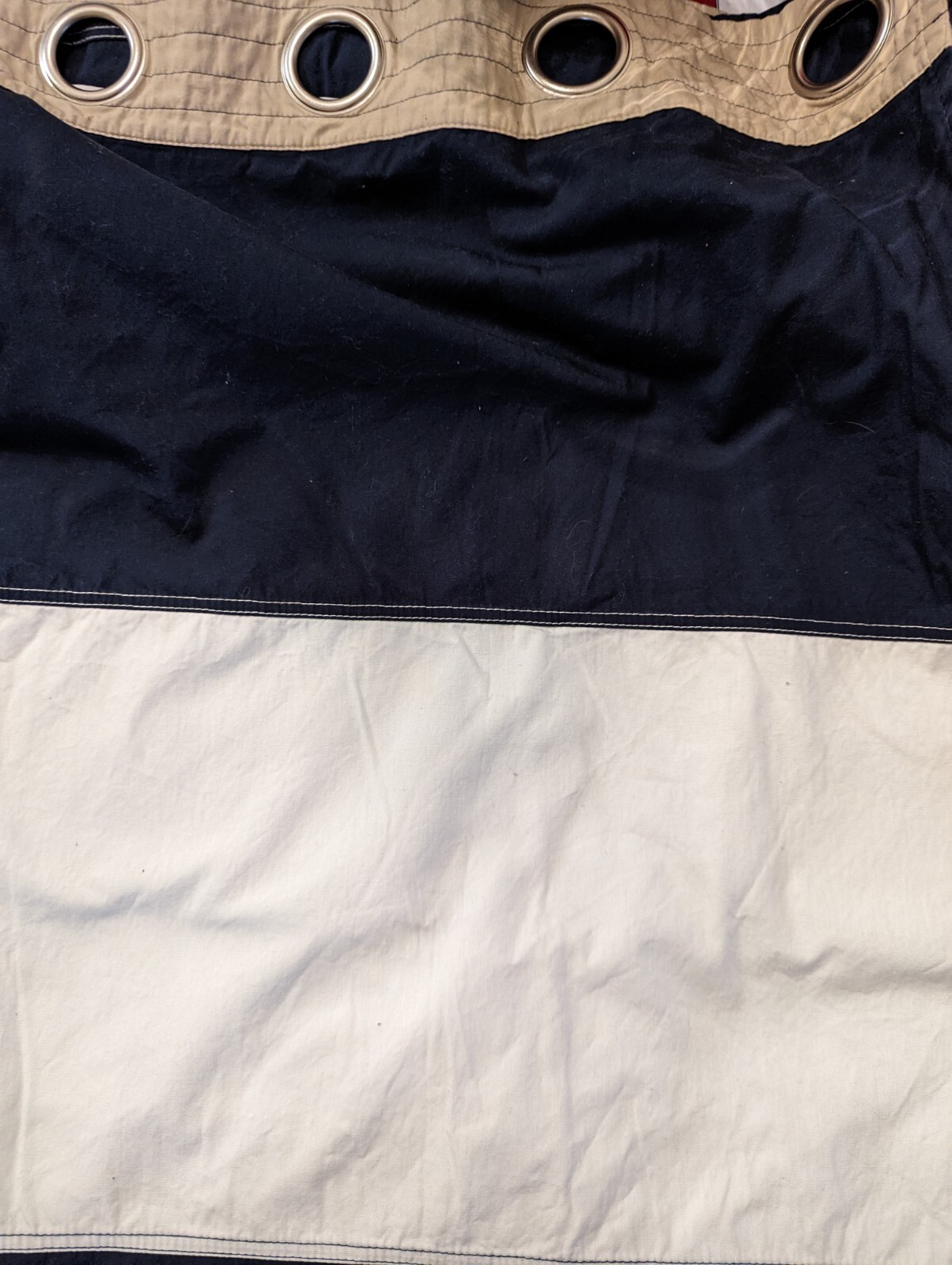 Pottery Barn Grommet Curtain Panel In Blue, White, & Tan 44 X 63