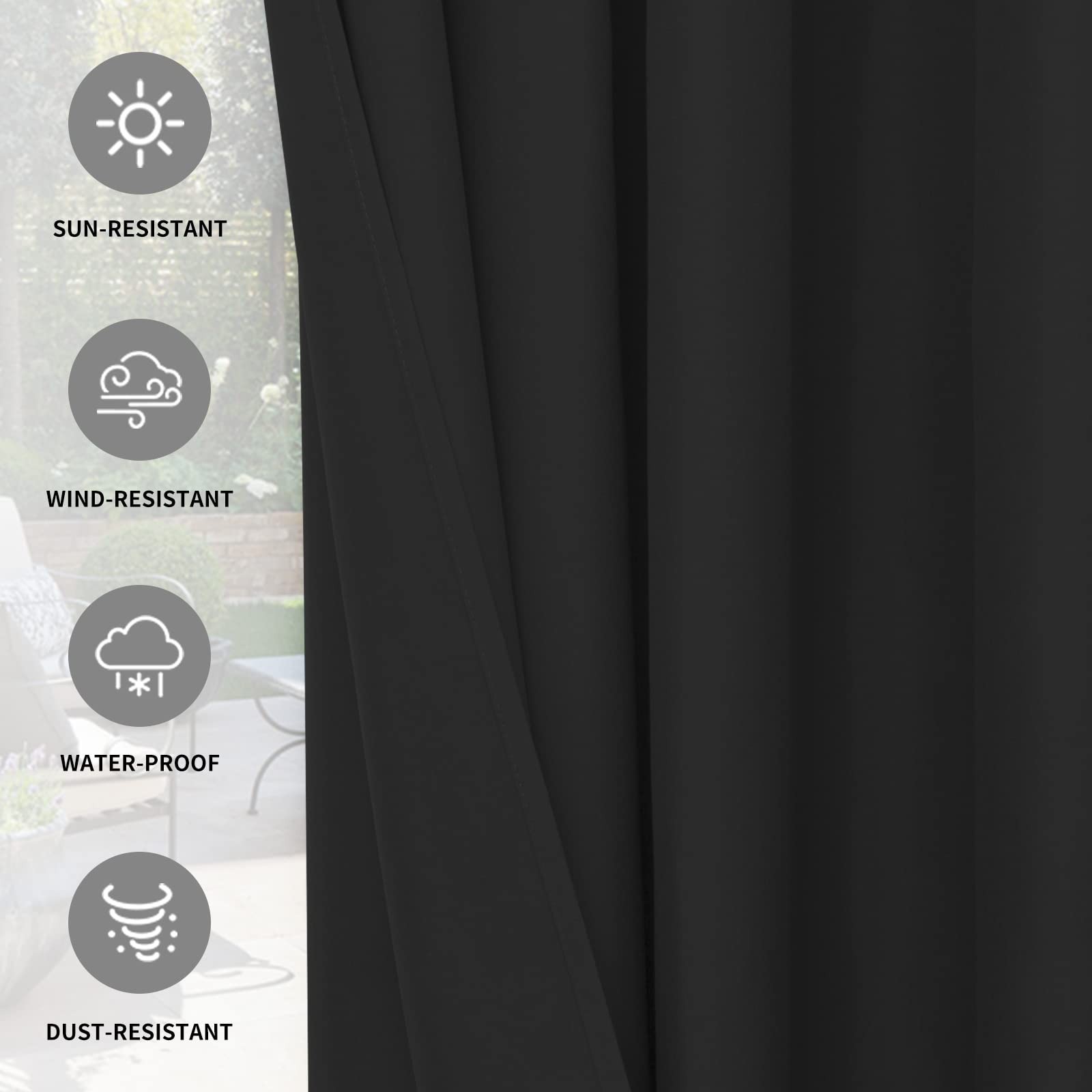 100% Waterproof Outdoor Curtains Windproof Weatherproof Porch Curtains, Premi…