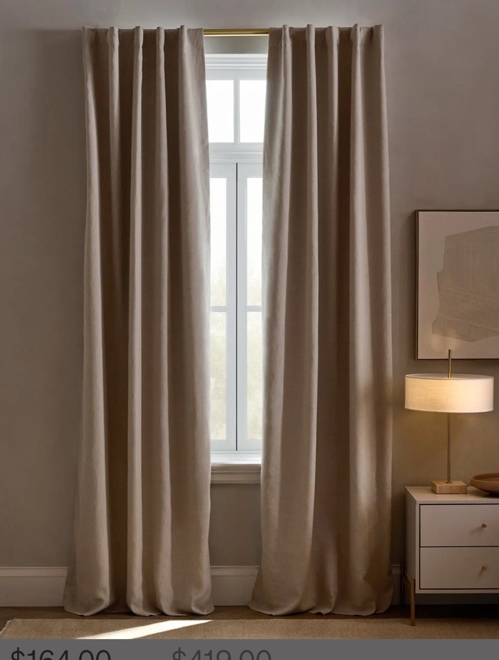 Quince European Linen True Blackout Curtain 96×108 Dark Flax Single Panel NWOT