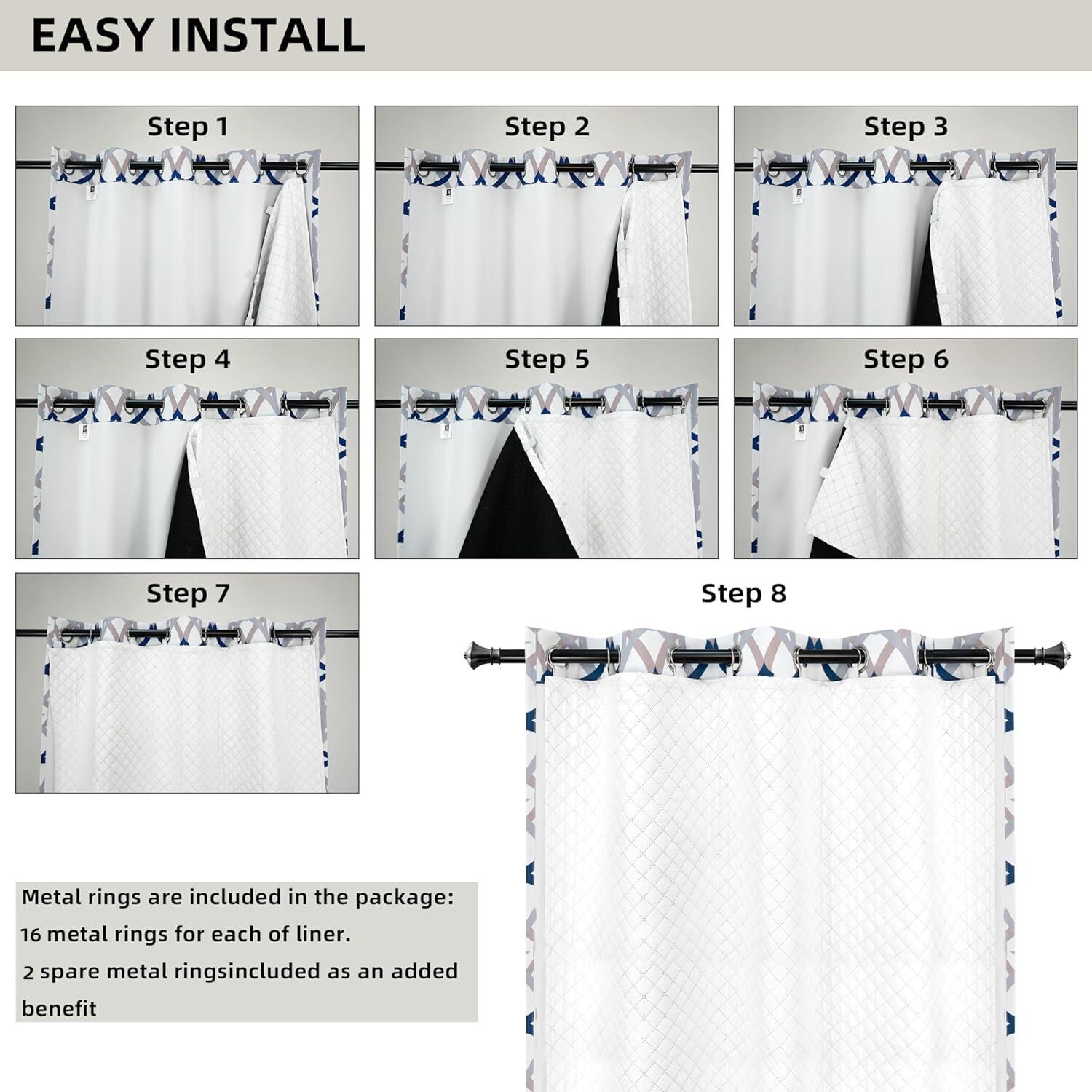 2 Soundproof Thermal Insulated Quilted Curtain Liners Noise Reducing for Bedroom