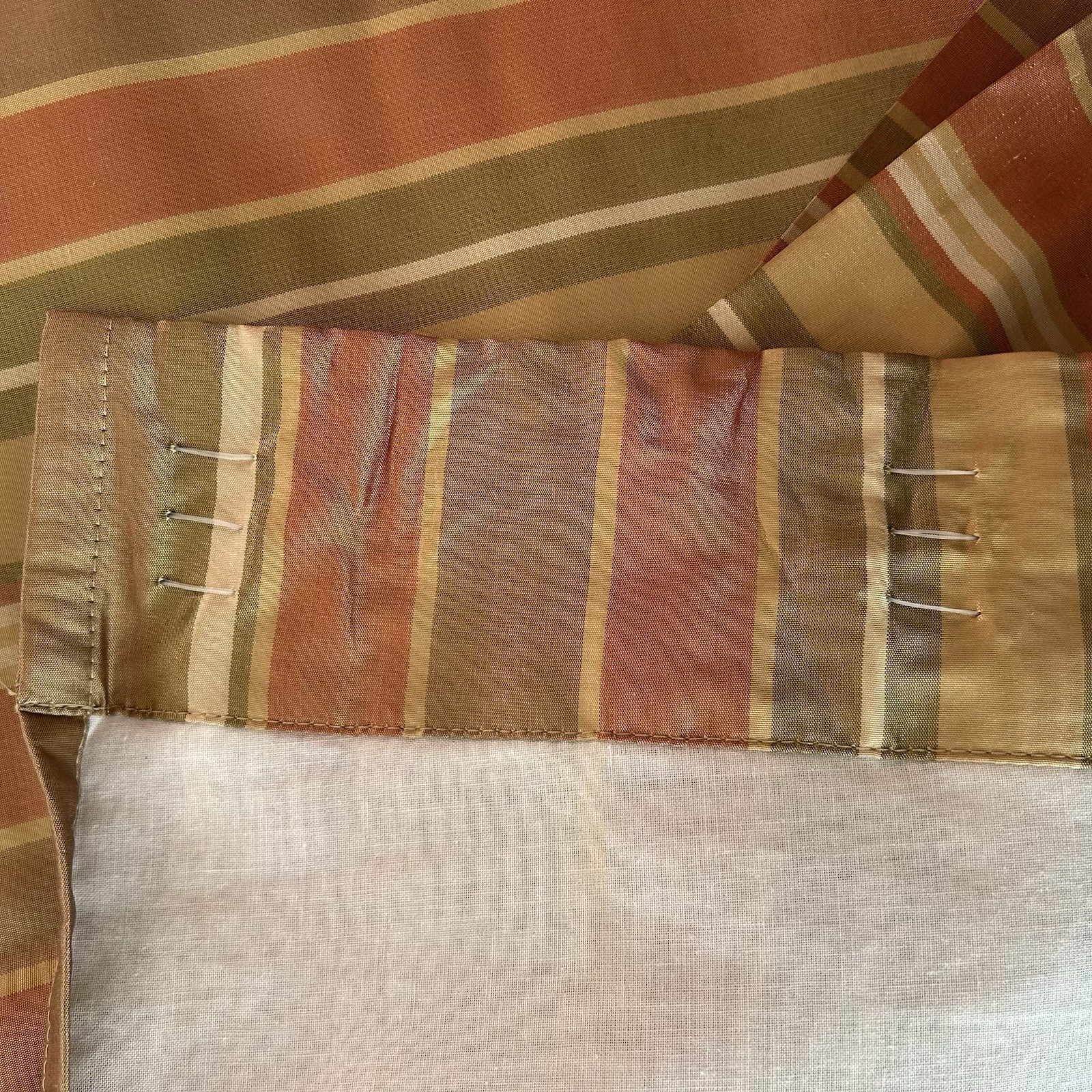 Pottery Barn Silk Drapery Panels Curtain Striped Multi Color Lined 50X84 3 Avail