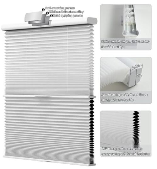 Day Night Cellular Shades Cordless, Blackout/Light Filtering Double Honeycomb