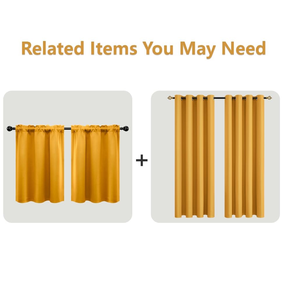 Mrs.Naturall Yellow Kitchen Window Curtains Over Sink,Blackout 45 Inch Length…