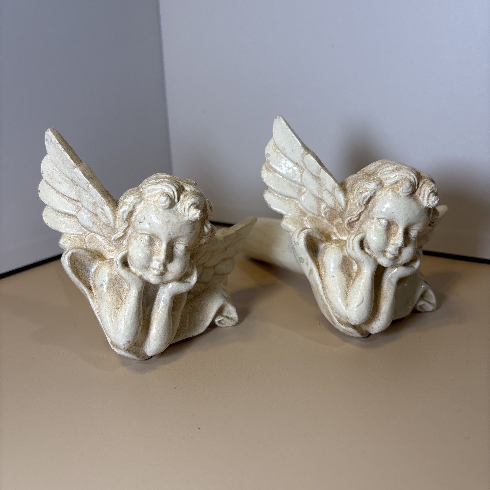 Victorian Cherub Angel Door Handle Hooks Curtain Backs Home Decor PAIR 7” X 4”