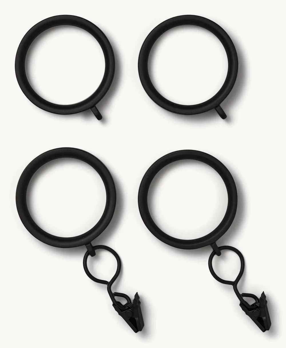 Restoration Hardware Easton Loop Drapery Clip Rings Small Black Matte